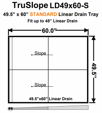 Standard Shower Pan Trays for Linear Drains