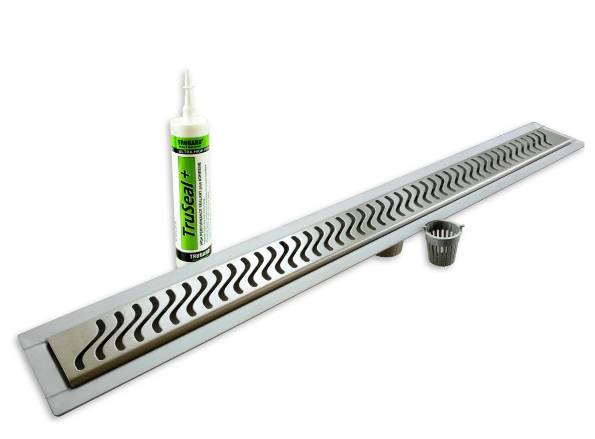 74" X 60" Offset Drain Linear Drain Shower Kit