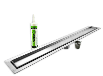 74" X 60" Offset Drain Linear Drain Shower Kit